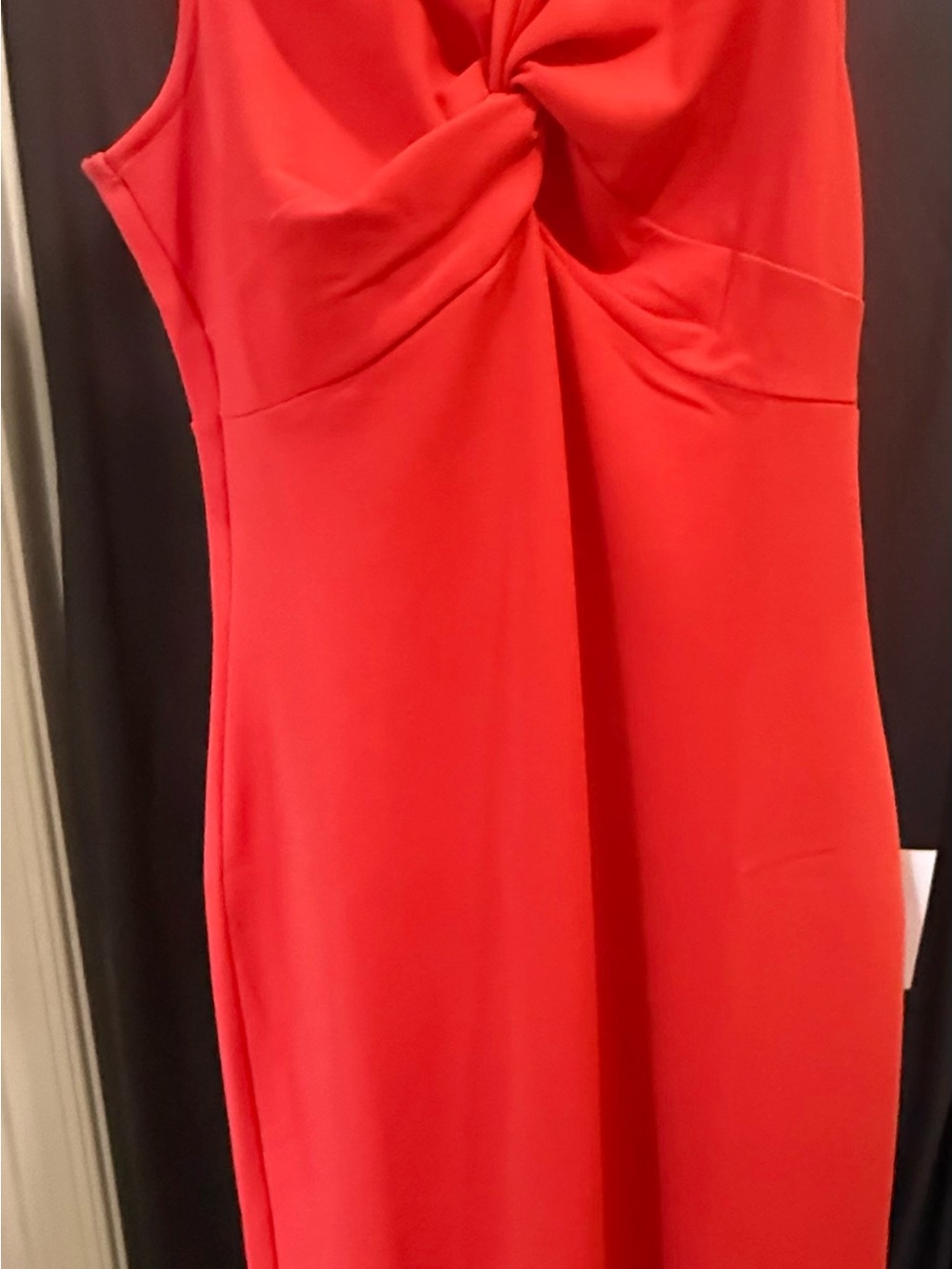 VENUS Red Twist-Front Midi Dress